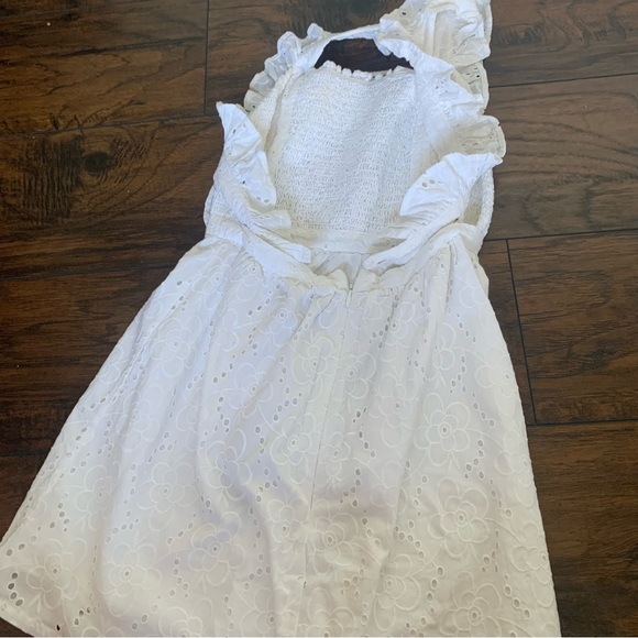 Lulus| NWT Sweet Bliss White Eyelet Ruffled Backless Mini Dress - Picture 4 of 9